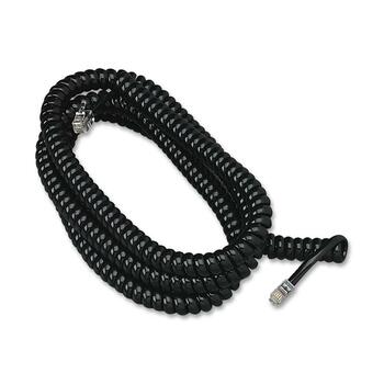 Softalk Coiled Phone Cord, Plug/Plug, 25 ft., Black