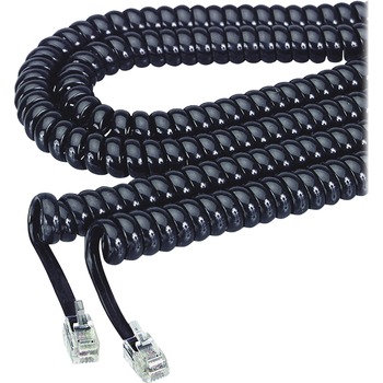 Softalk Coiled Phone Cord, Plug/Plug, 12 ft., Black