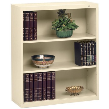 Tennsco Metal Bookcase, Three-Shelf, 34-1/2w x 13-1/2d x 40h, Putty