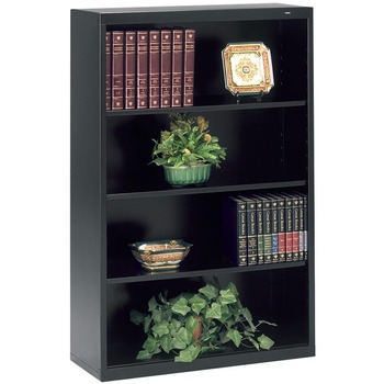 Tennsco Metal Bookcase, Four-Shelf, 34-1/2w x 13-1/2d x 52-1/2h, Black