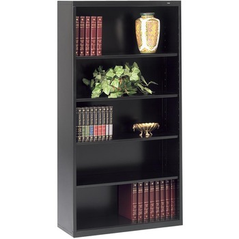 Tennsco Metal Bookcase, Five-Shelf, 34-1/2w x 13-1/2d x 66h, Black