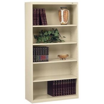 Tennsco Metal Bookcase, Five-Shelf, 34-1/2w x 13-1/2d x 66h, Putty