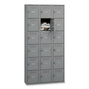 Tennsco Box Compartments, Triple Stack, 36w x 18d x 72h, Medium Gray