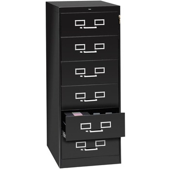 Tennsco Six-Drawer Multimedia Cabinet For 6 x 9 Cards, 21-1/4w x 52h, Black