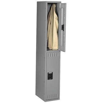 Tennsco Double Tier Locker, Single Stack, 12w x 18d x 72h, Medium Gray