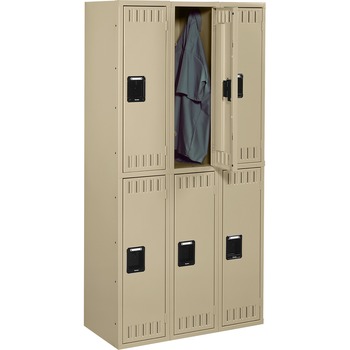 Tennsco Double Tier Locker, Triple Stack, 36w x 18d x 72h, Sand