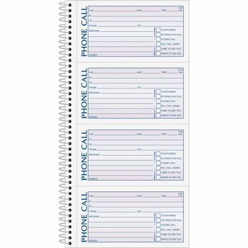 TOPS™ Spiralbound Message Book, 2 3/4 x 5, Two-Part Carbonless, 400/Book