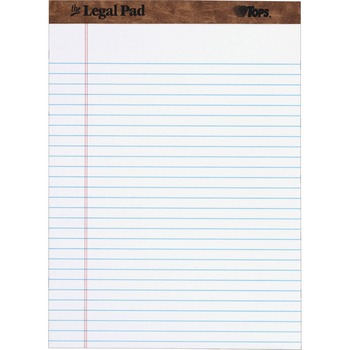 TOPS™ The Legal Pad Ruled Perforated Pads, 8 1/2 x 11 3/4, White, 50 Sheets, Dozen