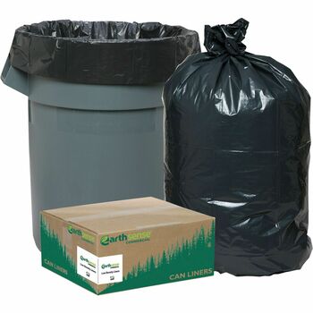 Earthsense Commercial Recycled Can Liners, 7-10gal, .65mil, 24 x 23, Black, 500/Carton