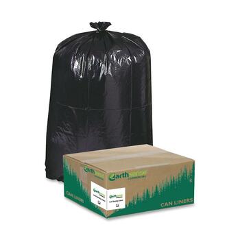 Earthsense Commercial Recycled Can Liners, 33gal, 1.25mil, 33 x 39, Black, 100/Carton