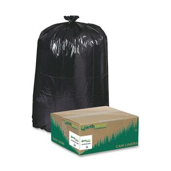 Earthsense Commercial Recycled Can Liners, 40-45gal, 1.25mil, 40 x 46, Black, 100/Carton