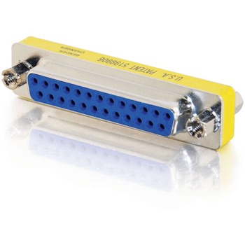 C2G DB25 F/F Mini Gender Changer (Coupler) - 1 x DB-25 Female - 1 x DB-25 Female - Silver, Yellow