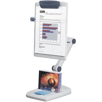 Fellowes Flex Arm Weighted Base Copyholder, 20 in H x 9.1 in W x 10 in D, Plastic, Platinum