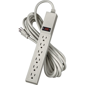 Fellowes 6 Outlet Power Strip, 3-prong, 15 ft Cord, 110 V AC Voltage, Strip, Wall Mountable, Platinum