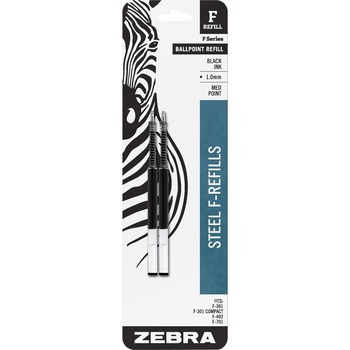 Zebra Refill for F-301, F-301 Ultra, F-402, 301A, Spiral Ballpoint, Med, Black, 2/Pack