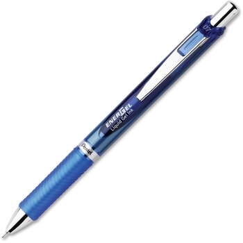 Pentel&#174; EnerGel RTX Retractable Liquid Gel Pen, .7mm, Needle Point, Black/Gray Barrel, Blue Ink