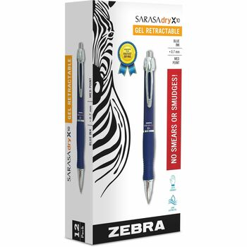 Zebra GR8 Retractable Gel Pen, Blue Ink, Medium, Dozen
