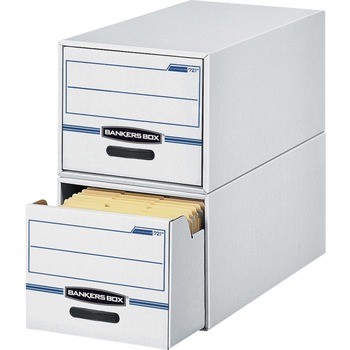 Bankers Box Stor/Drawer, Letter, Light Duty, Corrugated Paper, White/Blue, 6/Carton