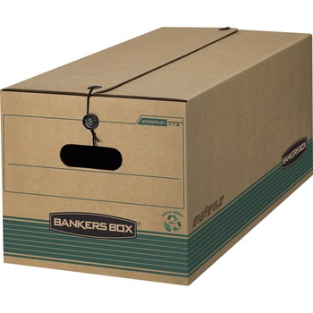 Bankers Box Recycled Stor/File, Letter/Legal, 12 in W x 24 in D x 10 in H, String/Button Tie Closure, Medium Duty, Kraft/Green