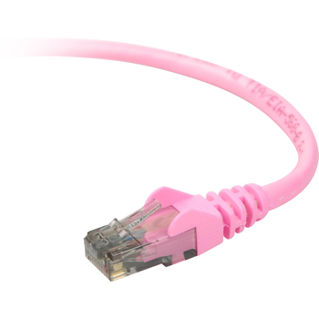 Belkin Cat. 6 UTP Patch Cable, RJ-45 Male, RJ-45 Male, 14ft, Pink