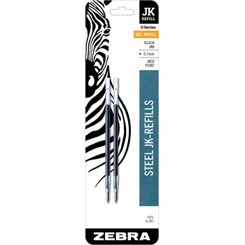 Zebra Refill for G-301 Gel Rollerball Pens, Med Point, Black, 2/Pack