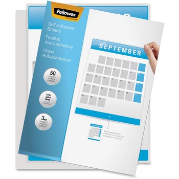 Fellowes Self Adhesive Laminating Sheets, Letter Size, 9.25 in W, 3 mil Thickness, Type G, 50/Pack