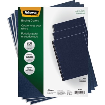 Fellowes Expressions Linen Presentation Covers, 11 in H x 8.5 in W, Navy, Linen, 200/Pack