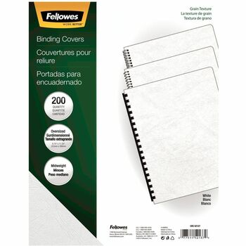Fellowes Expressions Oversize Grain Presentation Covers, 11.3 in H x 8.8 in W x 0.1 in D, Leather, 200/Pack