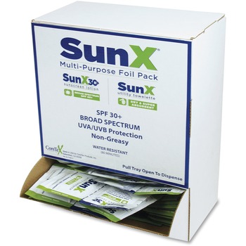 SunX CoreTex SPF30 Sunscreen Towelettes with Dispenser, Lotion, Non-greasy, 100 Packets