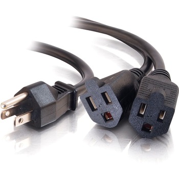 C2G 6ft 16 AWG 1-to-2 Power Cord Splitter (1 NEMA 5-15P to 2 NEMA 5-15R) - 6ft