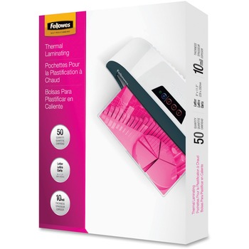 Fellowes Letter-Size Laminating Pouches, Letter, 9 in W x 11.50 in L, 10 mil Thickness, Type G, 50/Pack