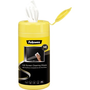 Fellowes Screen Cleaning Wipes For Display Screen, White, 100/Canister