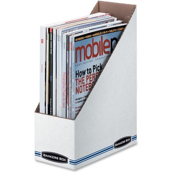 Bankers Box Stor/File Magazine Files, Letter, Cardboard, White/Blue, 12/Carton