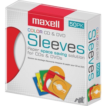 Maxell CD-401 Multi-Color CD &amp; DVD Sleeve, Assorted, Clear