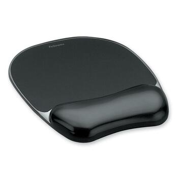 Fellowes Crystals Gel Mousepad Wrist Support, 0.56 in x 7.94 in x 9.06 in, Black