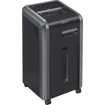 Fellowes Powershred Jam Proof Strip-Cut Shredder, 225i, Continuous, 22 Page Capacity, 16 Gal, Silver/Black