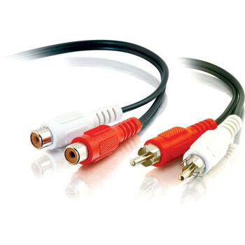 C2G 6ft Value Series RCA Stereo Audio Extension Cable - RCA Male - RCA Female - 6ft - Black, Yellow