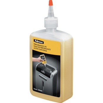 Fellowes Powershred Shredder Oil, 12 oz, Extension Nozzle, Light Amber