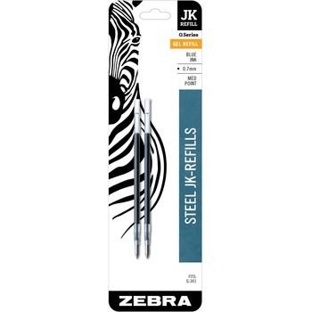 Zebra Refill for G-301 Gel Rollerball Pens, Med Point, Blue, 2/Pack