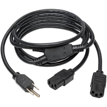 Tripp Lite by Eaton Y Splitter Power Cable, NEMA 5-15P to 2x C13 - 10A, 125V, 18 AWG, 6 ft, Black
