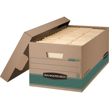Bankers Box Bankers Box Stor/File Letter/Legal Recycled File Storage Box, Lift-off Closure, Medium Duty, Stackable, Kraft/Green