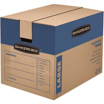 Bankers Box SmoothMove Prime Moving Boxes, Large, 18 in W x 24 in D x 18 in H, 6/Carton