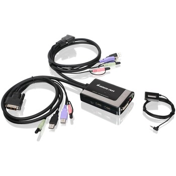 Iogear GCS932UB KVM Switch - 2 x 1 - 4 x Type A USB, 2 x DVI-D Video, 2 x Mini-phone Stereo Audio, 2 x Mini-phone Microphone