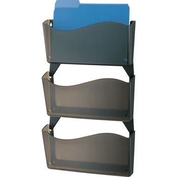 Officemate Unbreakable Wall Files, 26.5&quot; x 13.3&quot; x 3&quot;,Mountable, Smoke, Plastic, 3/BX