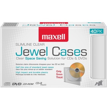 Maxell CD-365 Slimline Jewel Cases, Book Fold, Clear