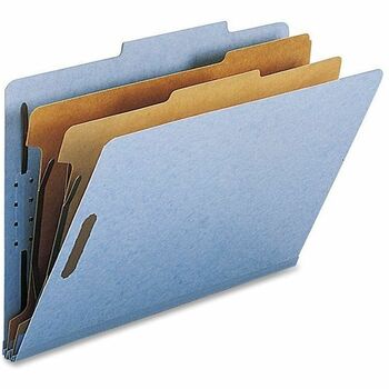Nature Saver 2-divider Legal Classifciation Folders, Legal, 2&quot; Fastener Capacity, 2 Dividers, Recycled, Blue, 10/BX