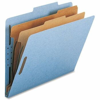 Nature Saver 2-Divider Letter Classification Folders, Letter, 2&quot; Fastener Capacity, Recycled, Blue, 10/BX