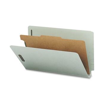 Nature Saver Standard Divider Classification Folders, Legal, 2&quot; Fastener Capacity , 1 Divider, Gray/Green, Recycled, 10/BX