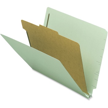 Nature Saver End Tab Classification Folder, Letter, 1 Divider, Recycled, Gray/Green, 10/BX