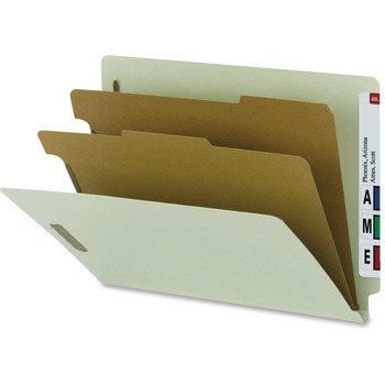 Nature Saver End Tab Classification Folder, Letter, 2&quot; Fastener Capacity for Folder, Recycled, Gray, 10/BX